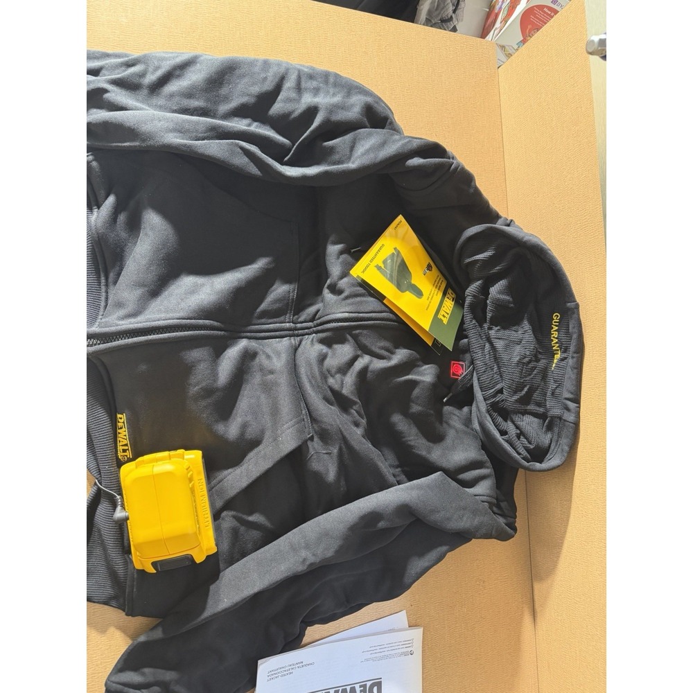 DEWALT Heated Gear Men's XL Black Full Zip Fleece Hoodie w/ Hood & PocketsTESTED